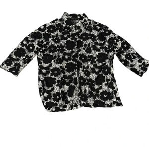 🖤 Dana Taylor Black Floral Lace Top Sz‎ L 🌸 Elegant 3/4 Sleeve Blouse 🖤